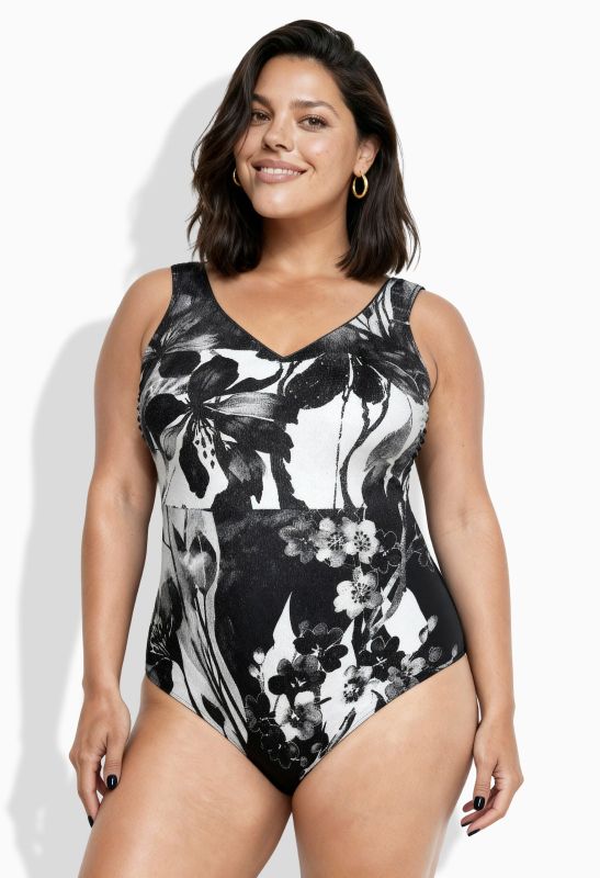 Maillot de bain sans bonnets souples, liseré scintillant et décolleté en V