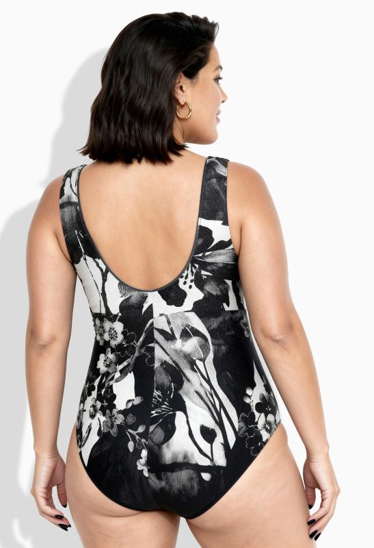 Maillot de bain sans bonnets souples, liseré scintillant et décolleté en V