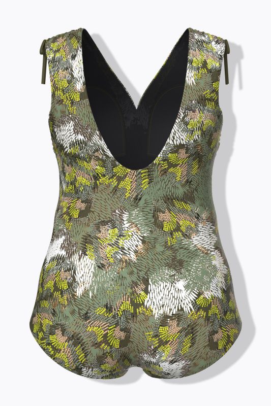 Maillot de bain à bonnets souples, motif jungle, matière recyclée