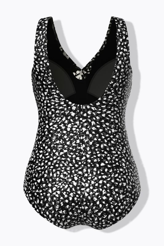 Maillot de bain effet cache-cœur, bonnets souples, anneau fantaisie