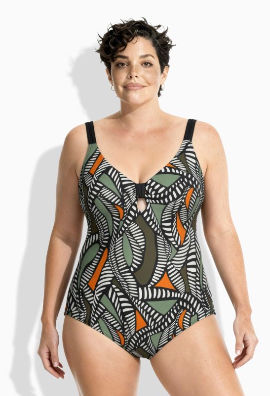 Maillot de bain avec bonnets souples et nœud fantaisie, matière recyclée