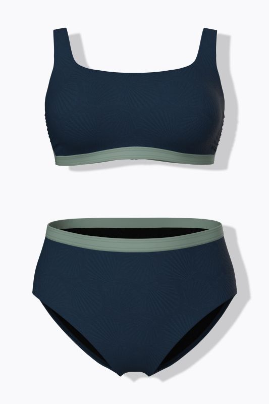 Bikini avec bonnets souples, matière texturée motif coquillages, bretelles ajustables