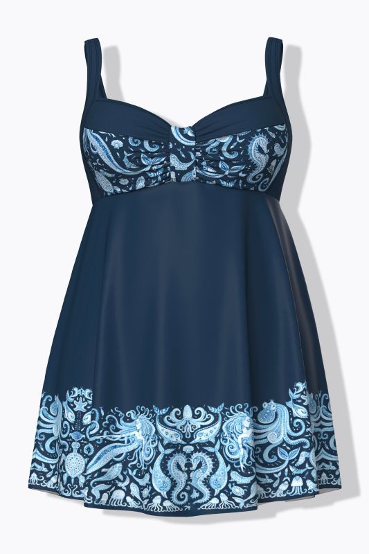 Robe de bain avec bonnets souples, motif sirènes et matière recyclée