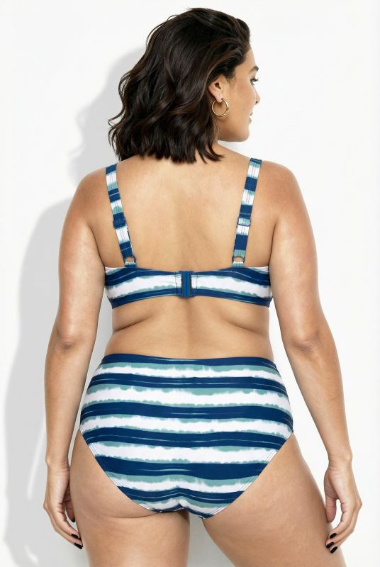 Bikini avec bonnets souples, motif rayé, bretelles ajustables et matière recyclée