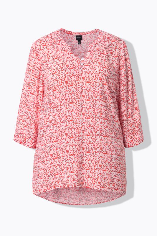 Tunique à motif, col tunisien et manches courtes