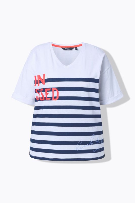 T-shirt oversize, message « Sun Kissed », décolleté en V et manches courtes