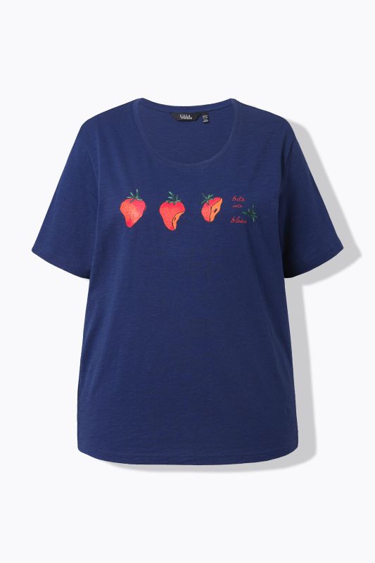 T-shirt motif fraises, manches courtes et col rond