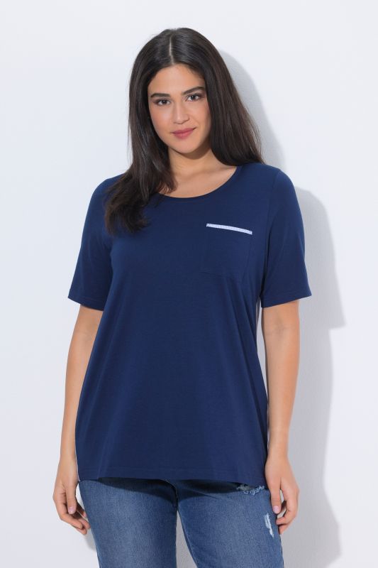 T-shirt en modal mélangé, col rond et manches courtes, coupe évasée