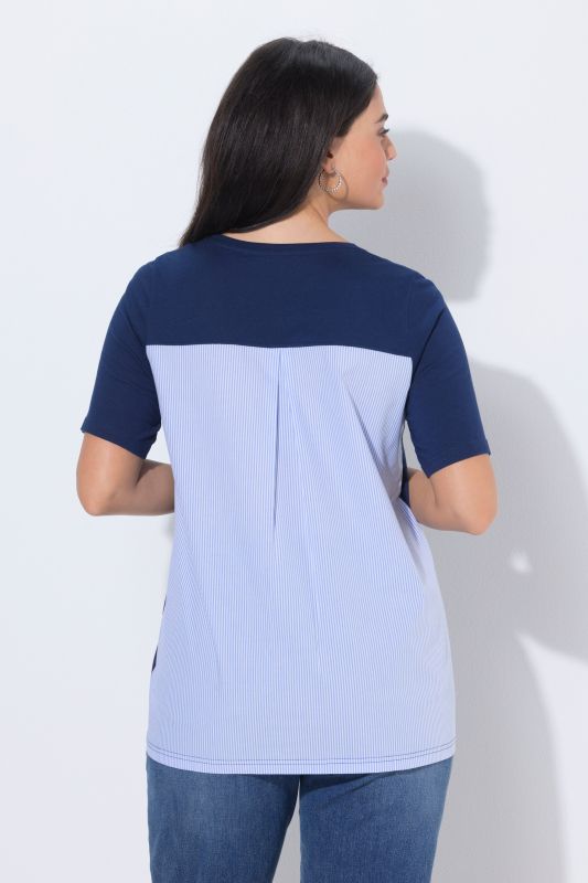 T-shirt en modal mélangé, col rond et manches courtes, coupe évasée