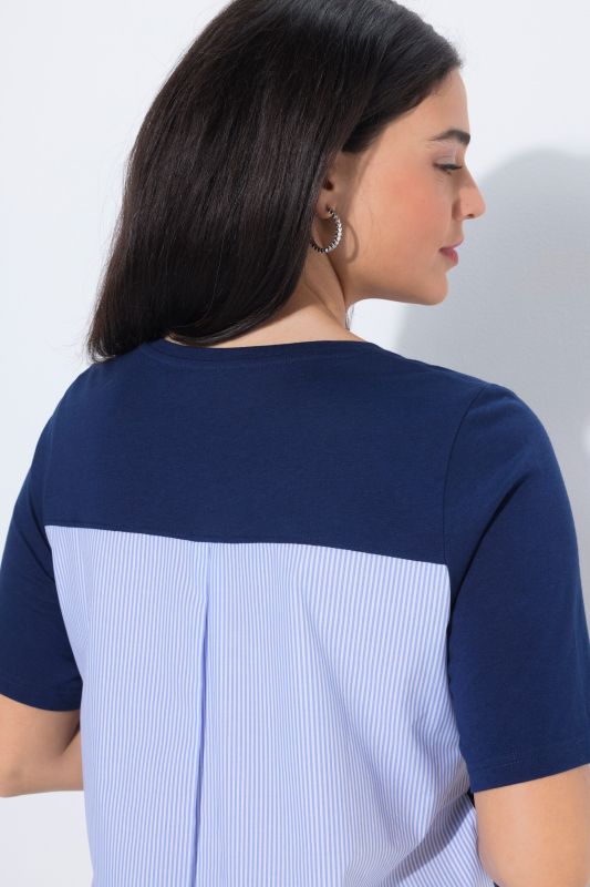 T-shirt en modal mélangé, col rond et manches courtes, coupe évasée