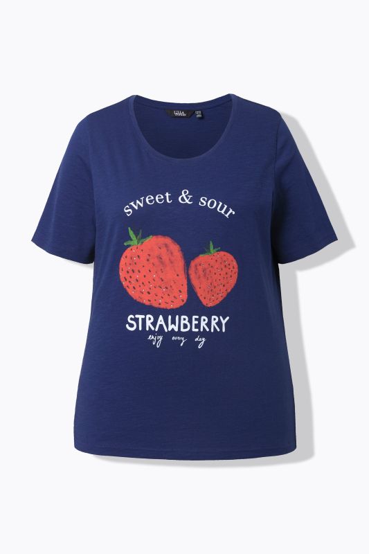 T-shirt motif fraises, coupe Classic Fit, col rond et manches courtes