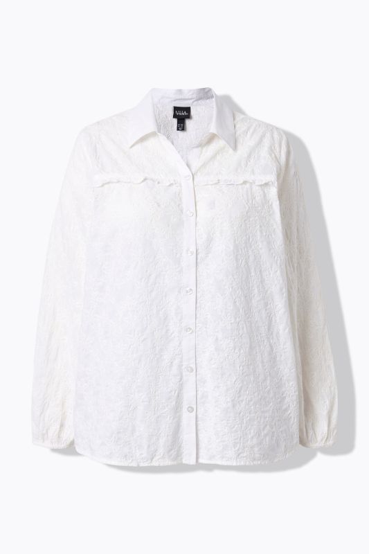 Chemisier avec étoile de mer brodée, col chemise et manches&nbsp;3/4, coupe évasée