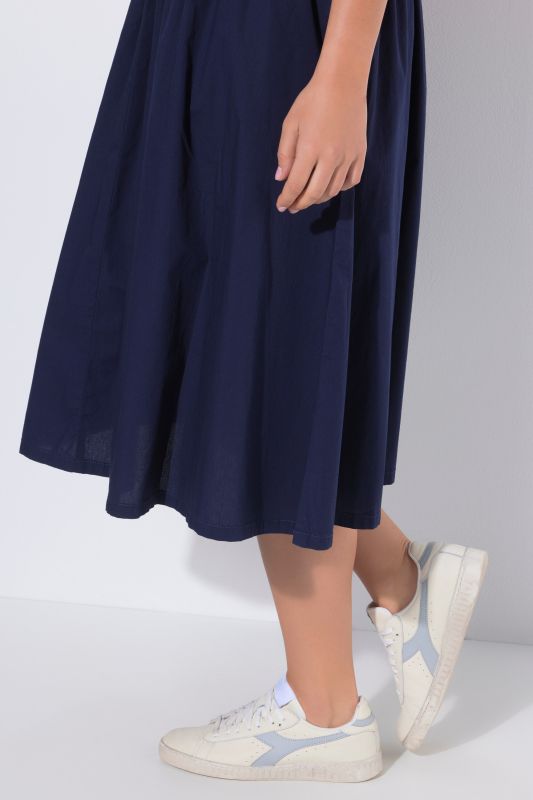 Jupe midi, matière stretch et taille élastique, coupe évasée