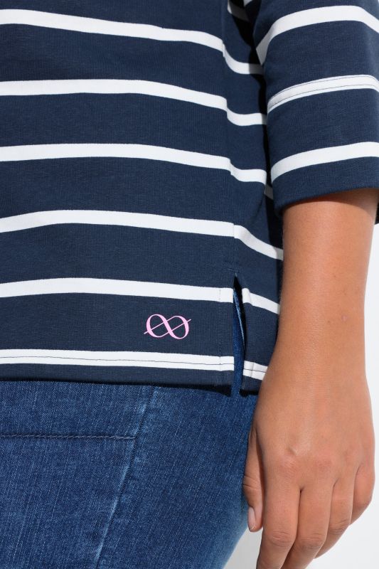 Sweat-shirt à rayures, manches 3/4, Label OEKO-TEX