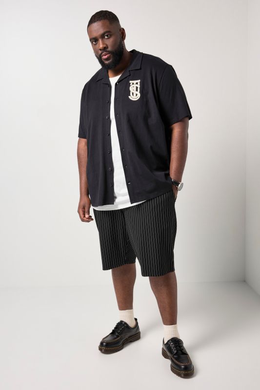 Chemise STHUGE en jersey, manches courtes et col cubain, coupe « flottante » - jusqu'au 8 XL