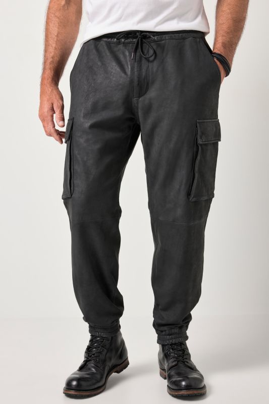 Pantalon cargo JP 1880, cuir d'agneau nappa de grande qualité, coupe Relaxed Fit - jusqu'au 8 XL