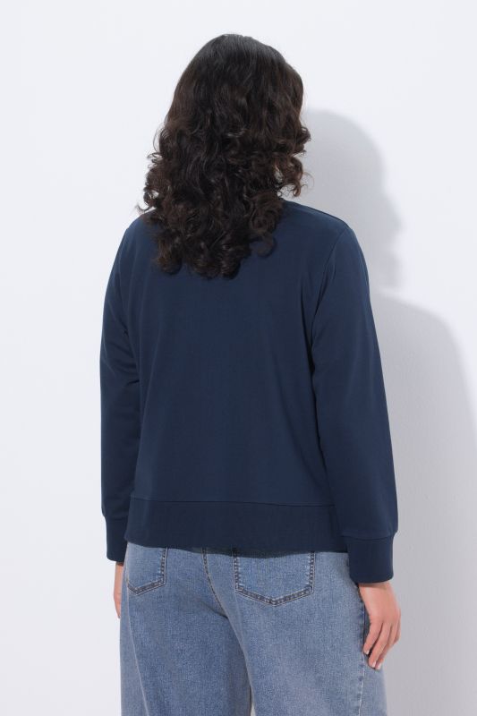 Blouson en molleton, col esprit Teddy américain et manches longues, coupe plus courte