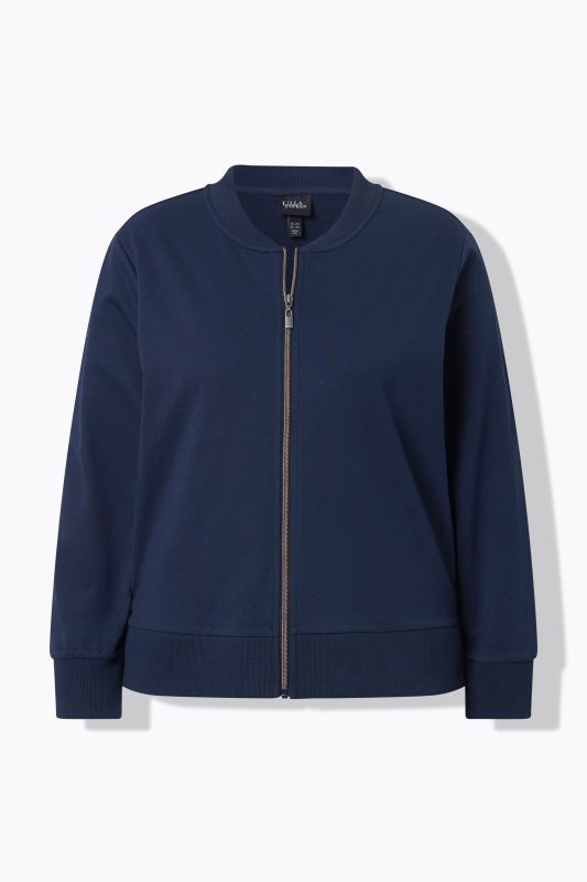 Blouson en molleton, col esprit Teddy américain et manches longues, coupe plus courte