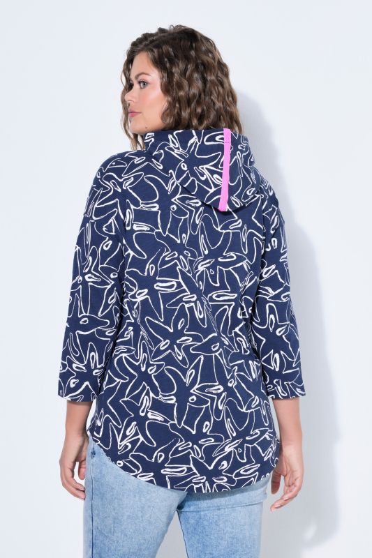 T-shirt à capuche, manches 3/4