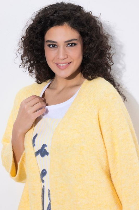 Cardigan en maille très douce, sans fermeture, manches&nbsp;3/4