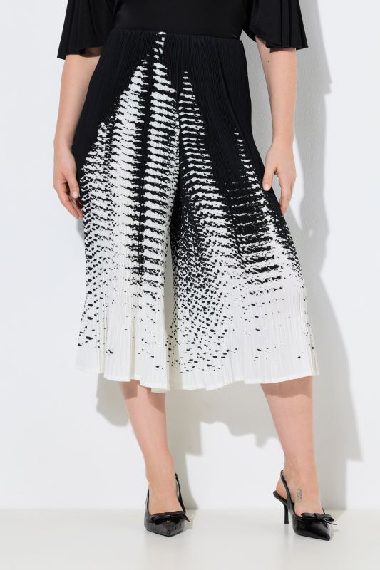 Jupe-culotte plissée, imprimé, jambe large et taille élastique