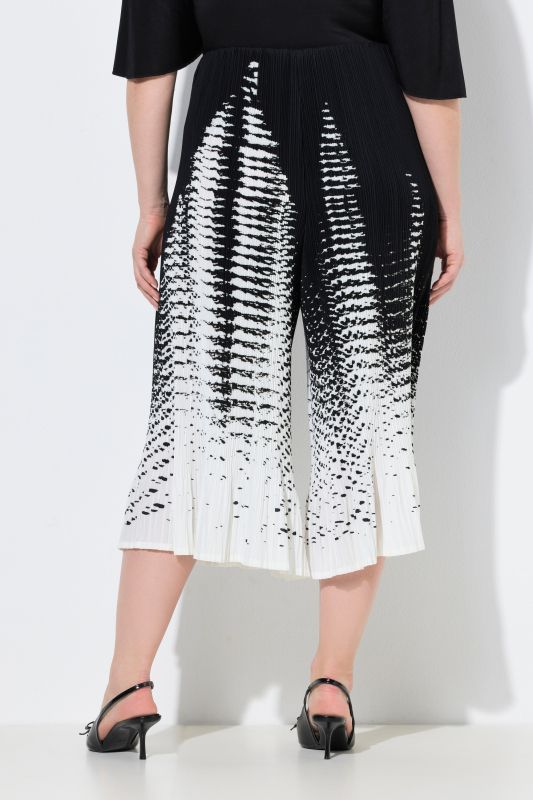 Jupe-culotte plissée, imprimé, jambe large et taille élastique