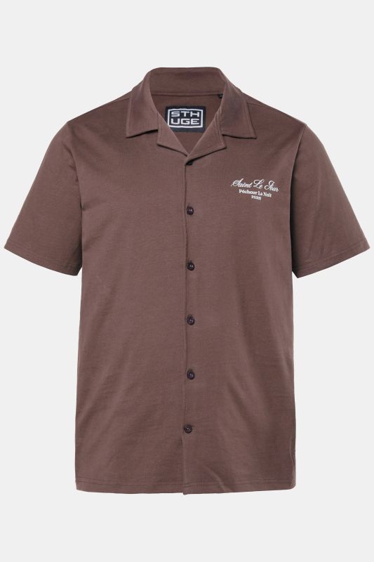 Chemise STHUGE en jersey, manches courtes et col cubain, coupe « flottante » - jusqu'au 8 XL
