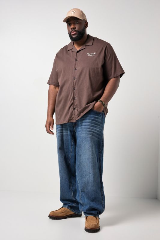 Chemise STHUGE en jersey, manches courtes et col cubain, coupe « flottante » - jusqu'au 8 XL