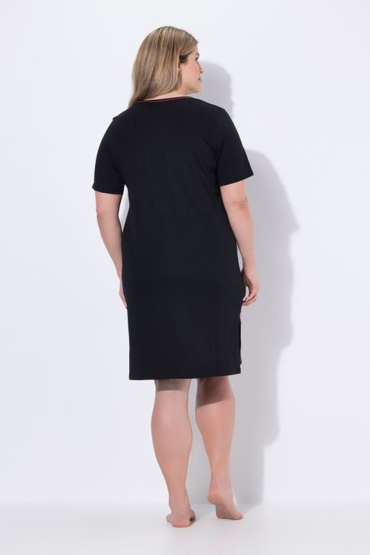 Lot de 2 grands T-shirts/chemises de nuit, motif floral, col rond/en V et manches courtes