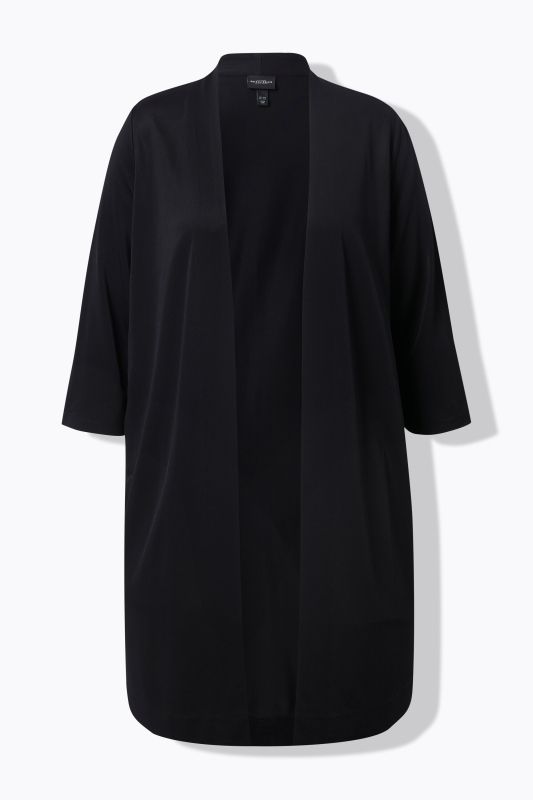 Veste longue sans fermeture, tissu au tombé fluide, col châle et manches&nbsp;3/4