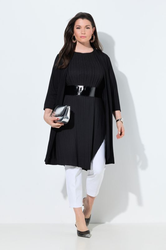 Veste longue sans fermeture, tissu au tombé fluide, col châle et manches&nbsp;3/4