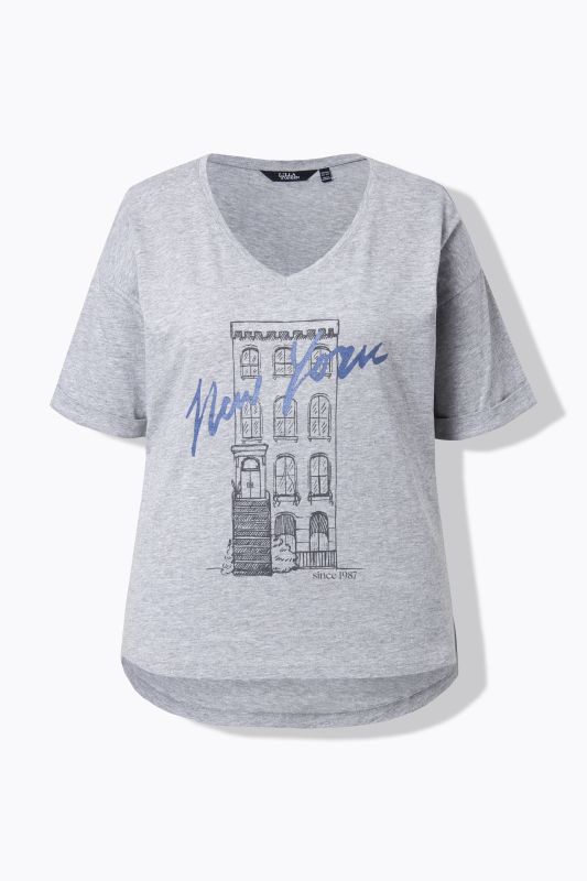 T-shirt oversize, motif New&nbsp;York, col en V et manches courtes