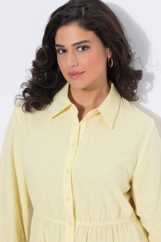 Robe chemisier, col chemise et manches 3/4, coupe évasée