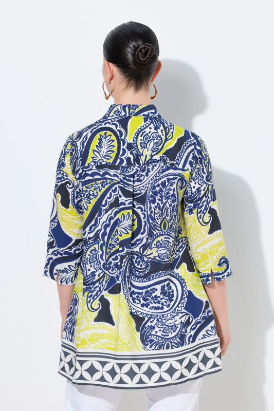 Chemisier long en Lyocell, motif cachemire, col classique et manches&nbsp;3/4