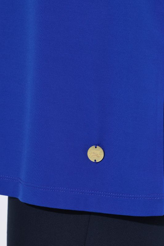 T-shirt en point de Rome, liserés fantaisie, manches courtes et encolure bateau, coupe évasée