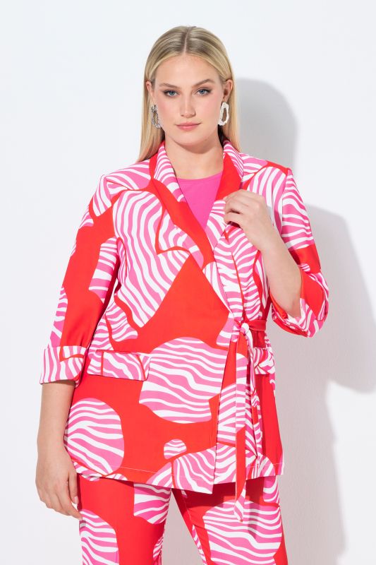 Blazer en jersey, ruban en guise de fermeture, col châle et manches&nbsp;3/4