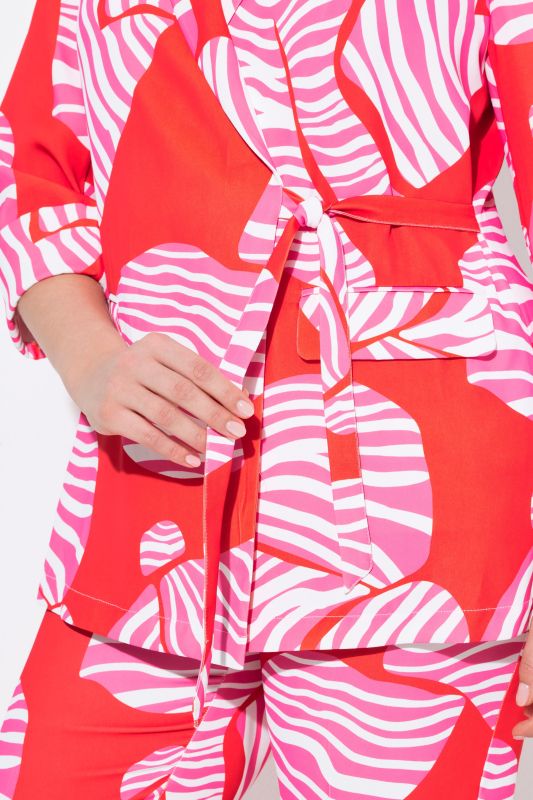 Blazer en jersey, ruban en guise de fermeture, col châle et manches&nbsp;3/4