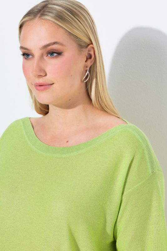 Pull oversize à paillettes, encolure bateau et manches courtes
