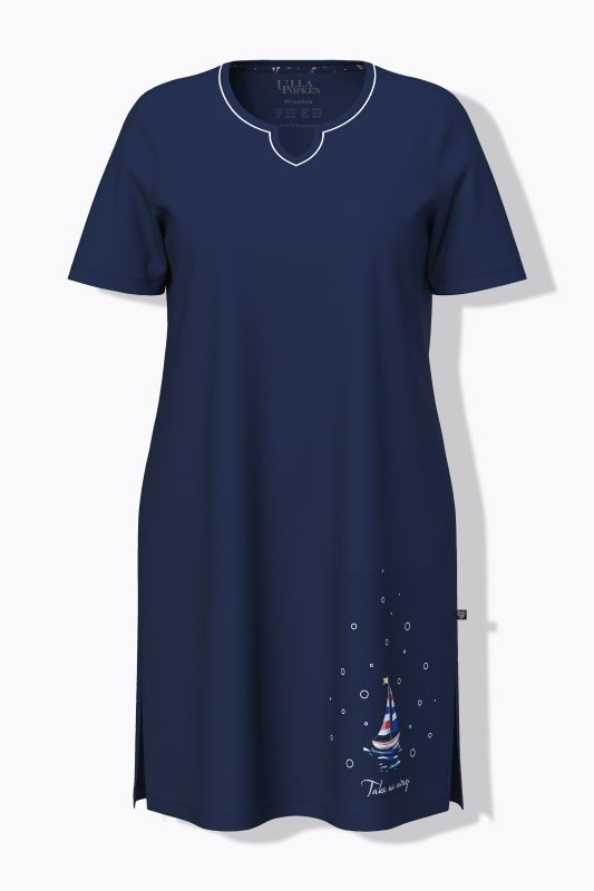 Lot de 2&nbsp;grands T-shirts/chemises de nuit, col tunisien/col en V et manches courtes