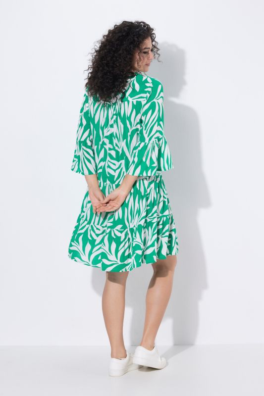 Robe midi, coupe évasée, décolleté en V et manches&nbsp;3/4