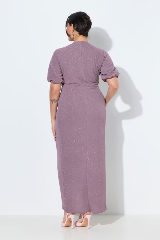 Robe maxi esprit cache-cœur, manches courtes ballon et décolleté en V