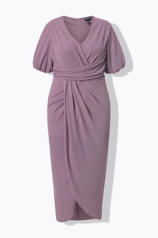 Robe maxi esprit cache-cœur, manches courtes ballon et décolleté en V