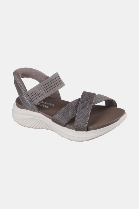 Sandales véganes à enfiler, marque Skechers, modèle très léger et mousse à mémoire de forme - largeur confortable