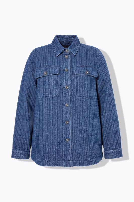 Large veste chemisier à manches longues, matière texturée