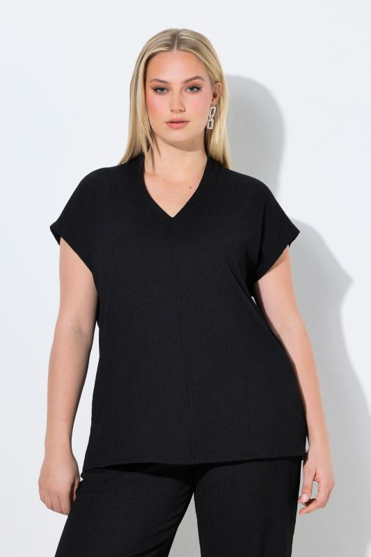 T-shirt oversize, col calice, manches courtes et décolleté en V