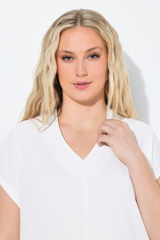 T-shirt oversize, col calice, manches courtes et décolleté en V