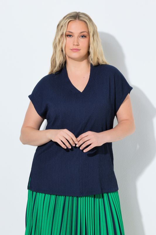 T-shirt oversize, col calice, manches courtes et décolleté en V