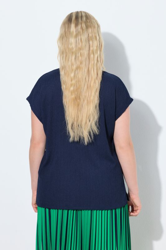 T-shirt oversize, col calice, manches courtes et décolleté en V