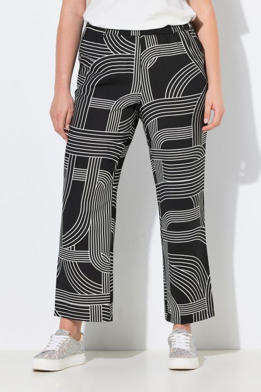 Pantalon Rose imprimé graphique, jambe large et taille élastique