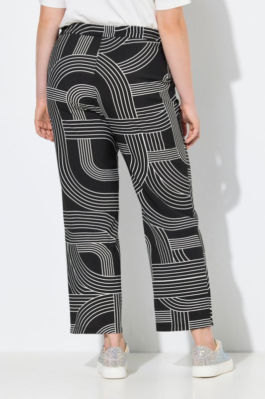 Pantalon Rose imprimé graphique, jambe large et taille élastique